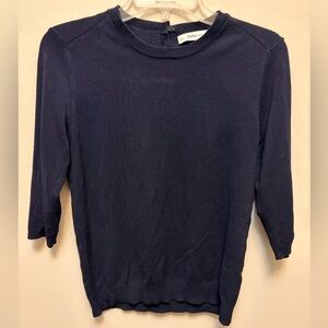 ZARA KNIT Navy Sweater w/ Pearls on Neck